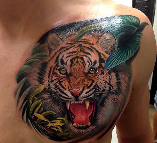 Reális tigris arc tetoválás