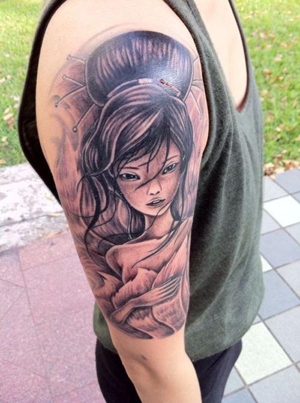 Geisha Sleeve Tattoo