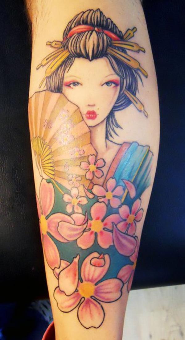 Geisha portrettærmet tatovering
