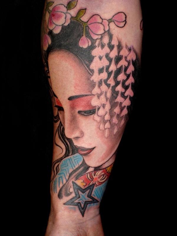 Geisha Portrait Underarm Tattoo