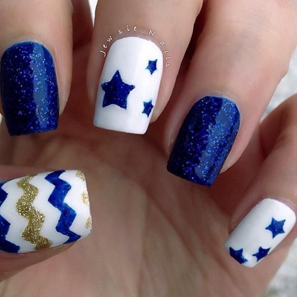 Blue and star nail art-18