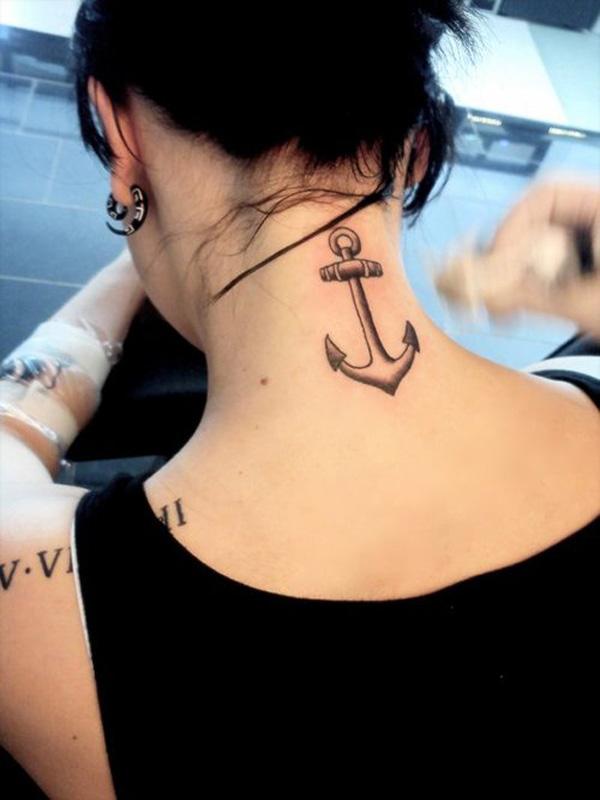Kis horgony nyak tetoválás