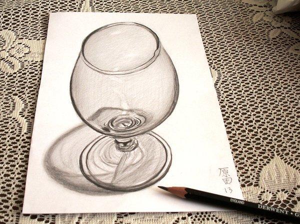ציור 3D של זכוכית יין מאת כרמן הרדה