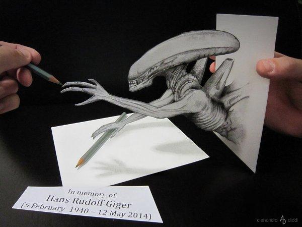ציור תלת מימד של Hommage to Giger מאת אלסנדרו דידי