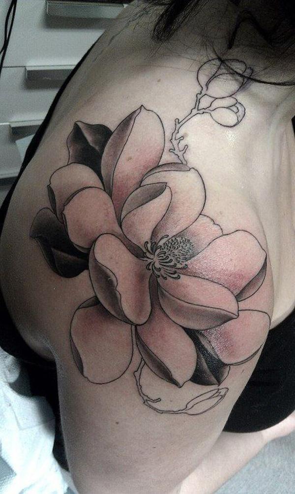 magnolia tatoveringer svart og hvitt