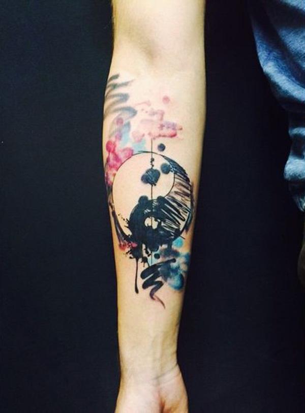 akvarell yin yang ujjú tetoválás-35