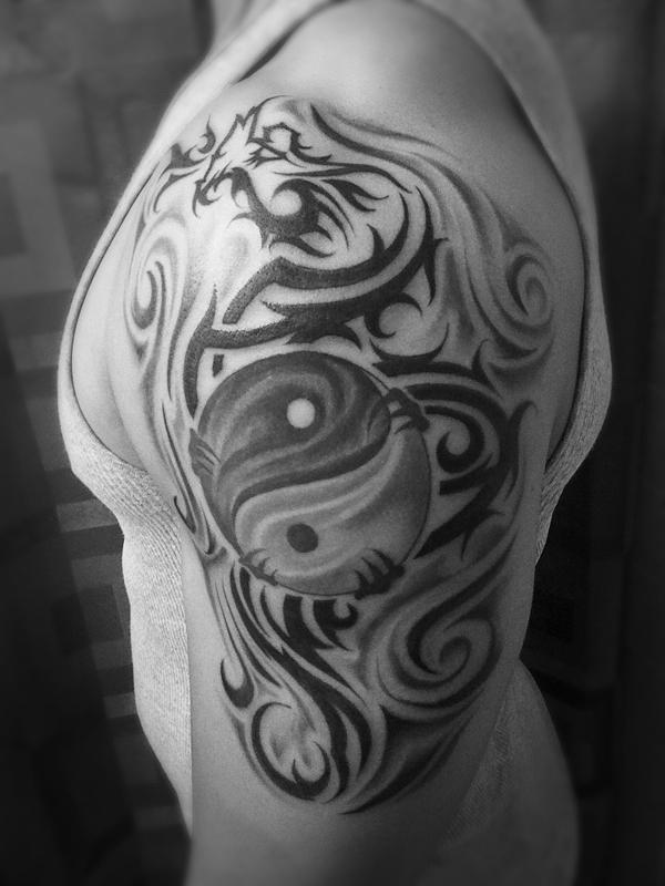 törzsi tervek ying yang tetoválás -4