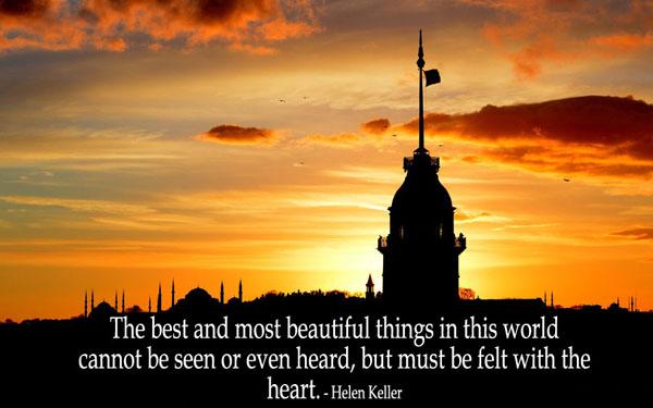 19 De beste og vakreste tingene i denne verden kan ikke sees eller høres, men må kjennes med hjertet