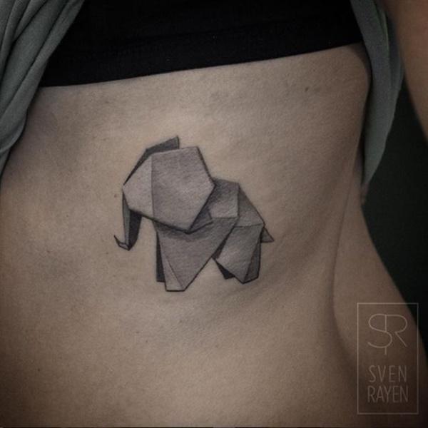 Origami elefant tatovering