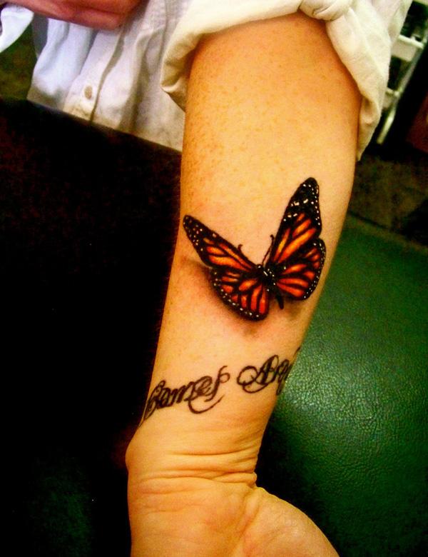 3D Butterfly tatovering på ytre underarm
