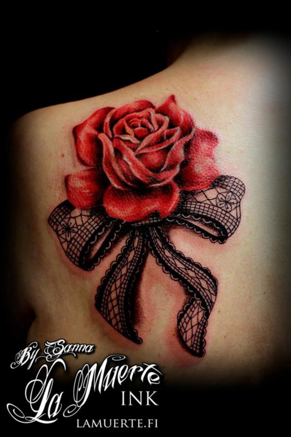 3D rózsa és csipke rózsa tetoválás