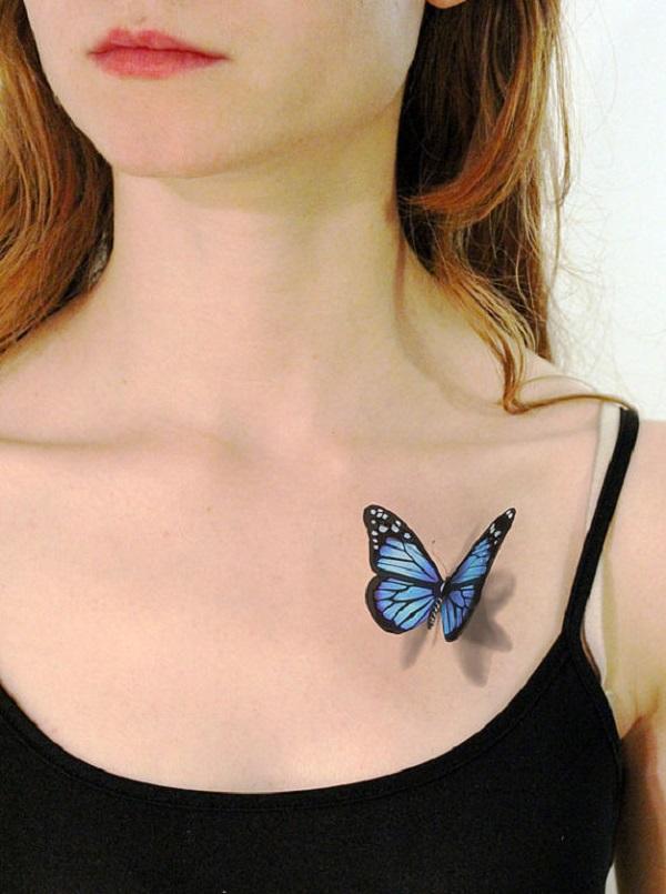 3D sommerfugl tatovering