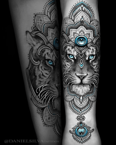 tetoválás, tetoválóművész, tetoválóművészet, tetoválás tervezés, tetoválás ihletés, oroszlán tetoválás, tigris tetoválás, tintával, inkedmag