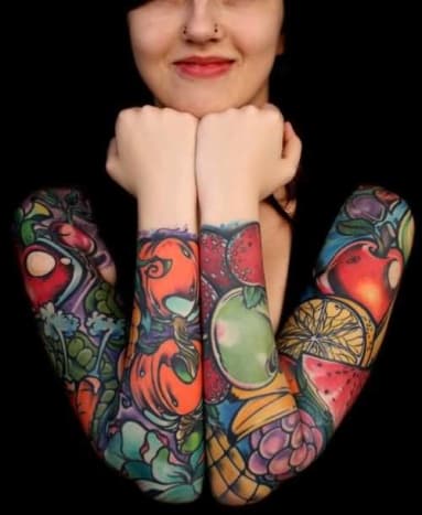 tintás mag, tetoválás ihlet, tetoválás művészet, tetoválás tervezés, tetoválóművész, nőies ujjú, ujjatetoválás