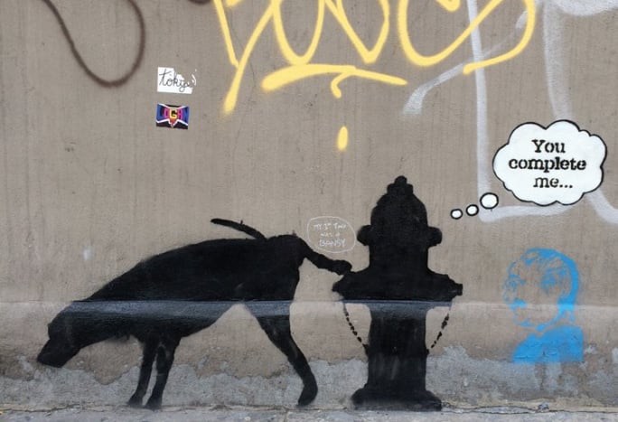 Banksy Piece i Chelsea Neighborhood of NYC (oktober 2013)