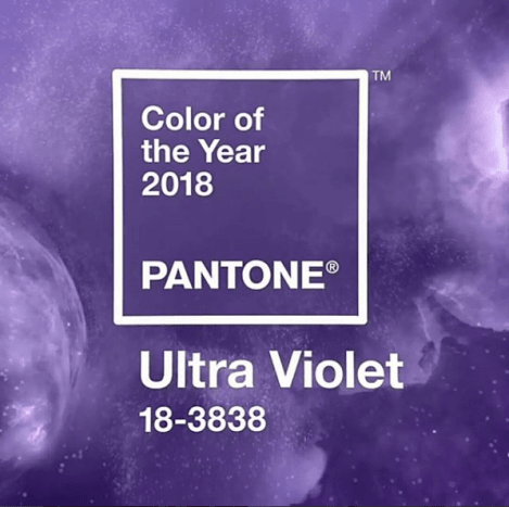 צבע השנה של Pantone לשנת 2018 הוא אולטרה סגול - גוון סגול בהיר, נועז ותוסס.