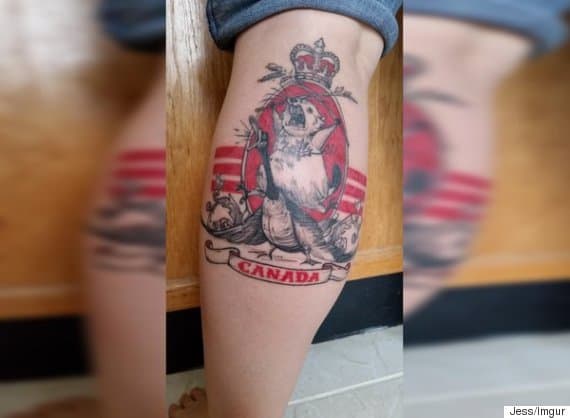 Kanada 150. születésnapját ünneplő tetoválást a Reddit felhasználója, Jess sportolta. Fotó: Reddit.