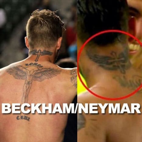 Her er de side om side. Du ringer om Neymar var påvirket av Beckham eller ikke før han ble blekket.