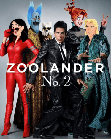 Balról: Mulan mint Penelope Cruz, Hades, mint Will Ferrell, Medusa, mint Kristen Wiig, John Smith, mint Owen Wilson, a képen a Zoolanderrel!