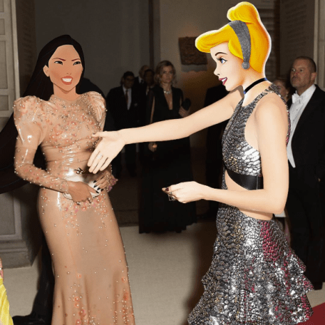 Pocahontas, mint Beyonce és Hamupipőke, mint Taylor Swift, a Met Gala 2016 -on.