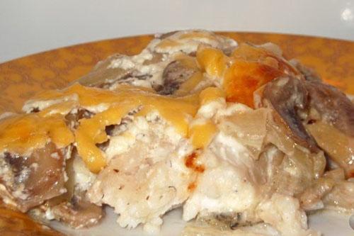 snoekbaars gebakken met champignons