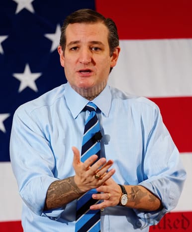 Senator Ted Cruz Cruz elsker kuler, Jesus og Amerika. Hei, er det en kanadisk lønneblomstatovering?