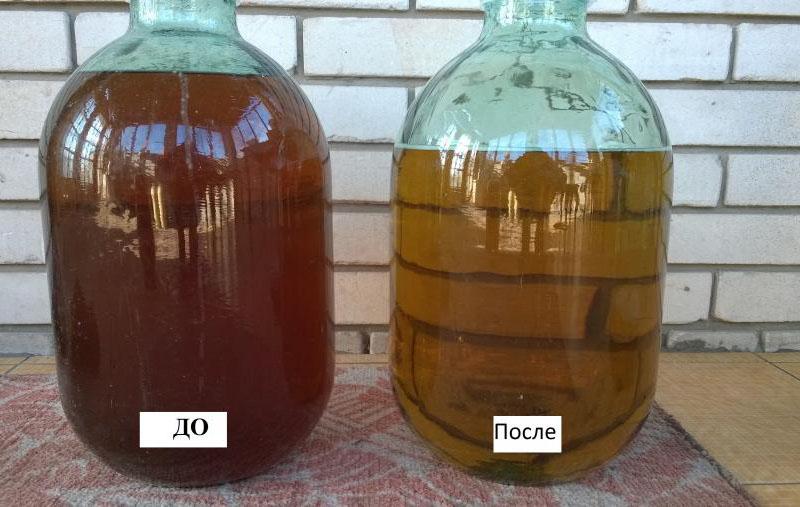 jabučno vino prije i poslije čišćenja