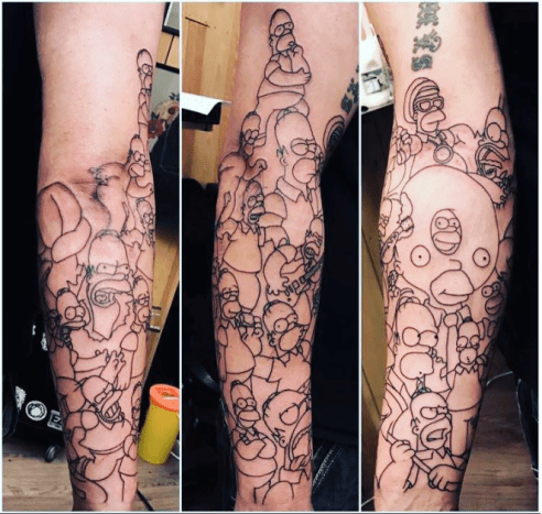 Foto: Instagram. Ideen til Homer Simpson-ermet kom til Viner og artisten hans da Viner skulle få en tatovering med anime-tema. 
