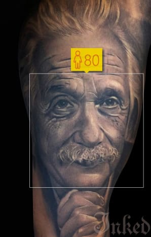 Robert Pho szegezte, amikor tetoválta ezt az Albert Einstein -portrét, és úgy tűnik, mintha a Hány éves sem lenne olyan messze.