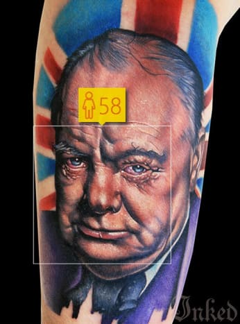 Azt hisszük, hogy How Old itt Winston Churchillre ütött ... egyáltalán nem néz ki olyan fiatalnak ebben a Cecil Porter -tetoválásban.