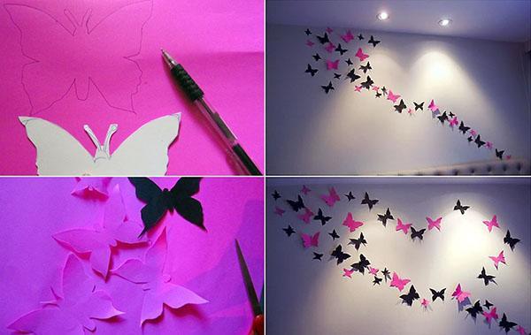 stencils van vlinders aan de muur