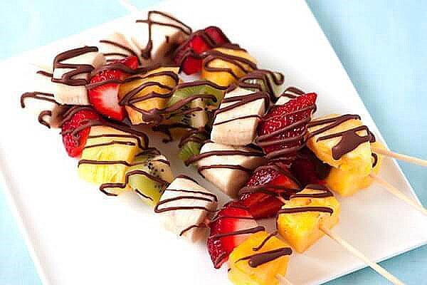 fruit met chocolade