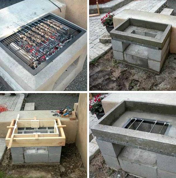 barbecue gemaakt van betonblokken