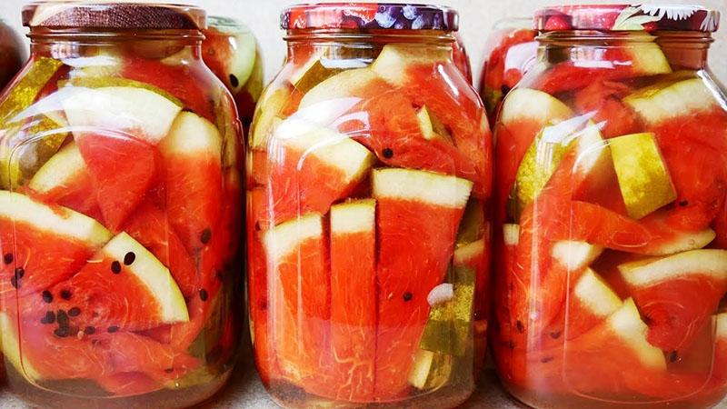 recepten voor watermeloenen voor de winter in potten