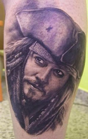 Swashbuckling Jack Sparrow er en ganske populær tatovering.