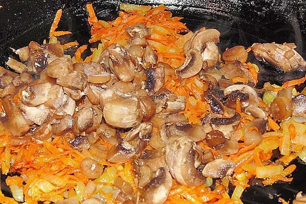 stoofpot champignons met ui en wortel