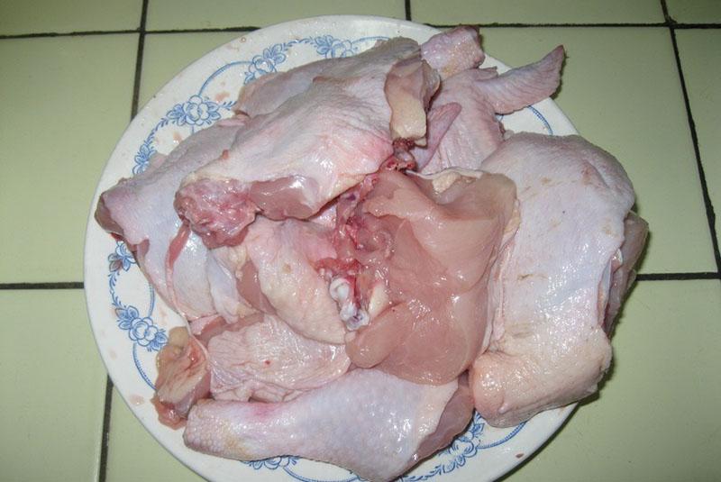 kip in porties snijden
