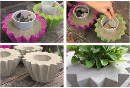 Miniatuur betonnen bloempotten maken