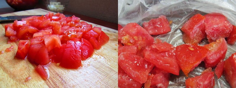 zamrzavanje sjeckanih rajčica