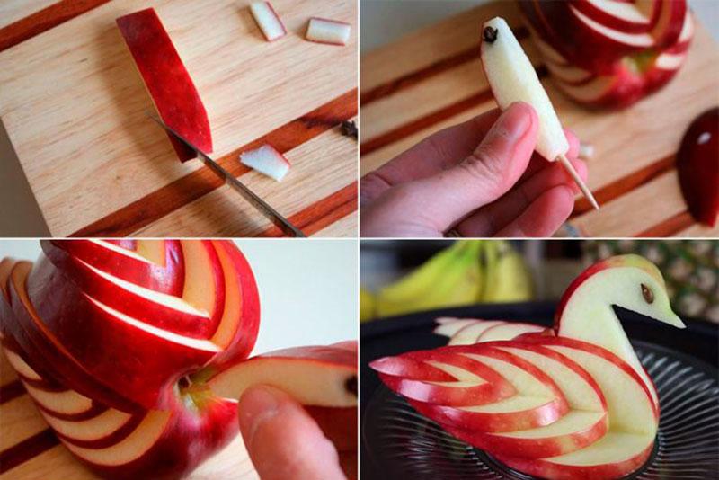 de laatste fase van het snijden van appels