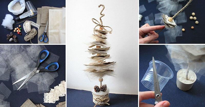 Kerstboom gemaakt van stof zonder speciaal patroon