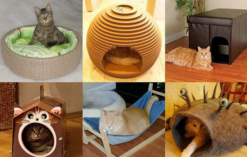 zelfgemaakte kattenhuizen