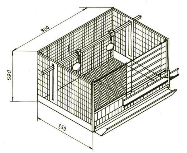 Schematische weergave van een kooi voor een paar lagen