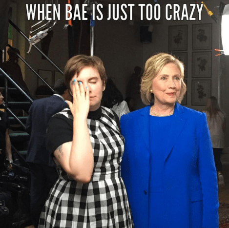 Lena Dunham és Hillary Clinton.