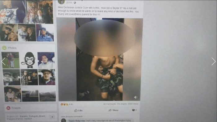 Moren, Nikki Dickinson, tillot 16-åringen å tatovere sønnen i stua hans, og hun ble beskyttet etter å ha lagt prosessen ut på sin Facebook-side.