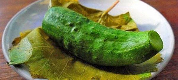 wikkel de gewassen komkommers in bladeren