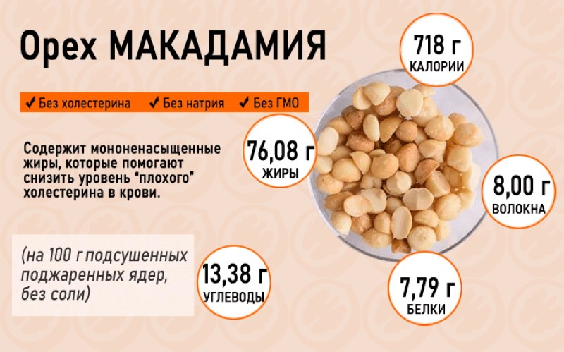 caloriegehalte van macadamia