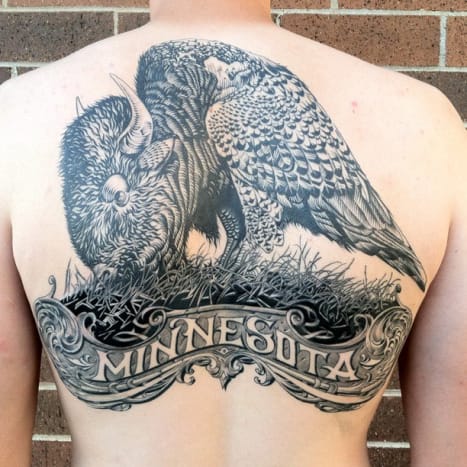 Tattoo av Megan Hoogland. Fantastisk stykke for Minnesota!