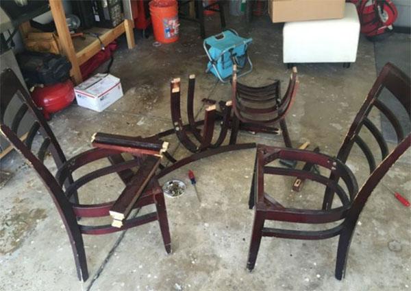 oude stoelen klaarmaken voor make-over