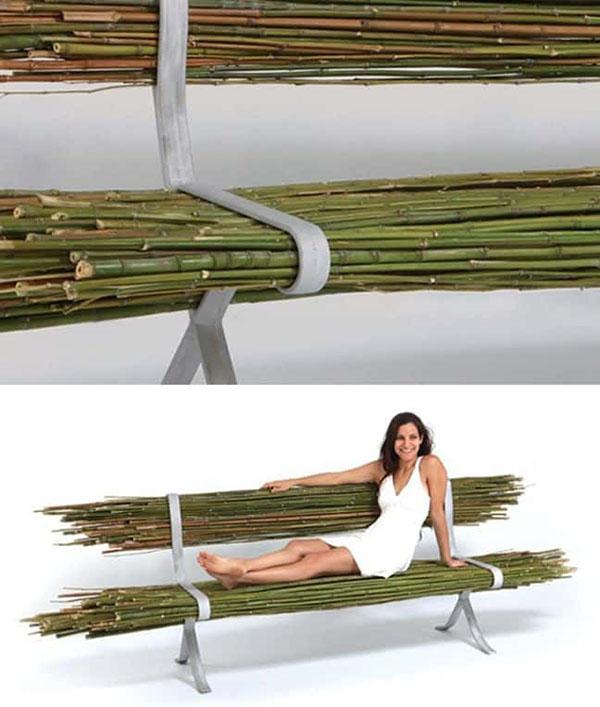 bamboe paal bankje